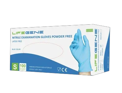 SMALL כפפות ניטריל כחולות ללא אבקה  יח' במארז 100  BLUE NITRILE EXAMINATION GLOVES POWDER FREE/